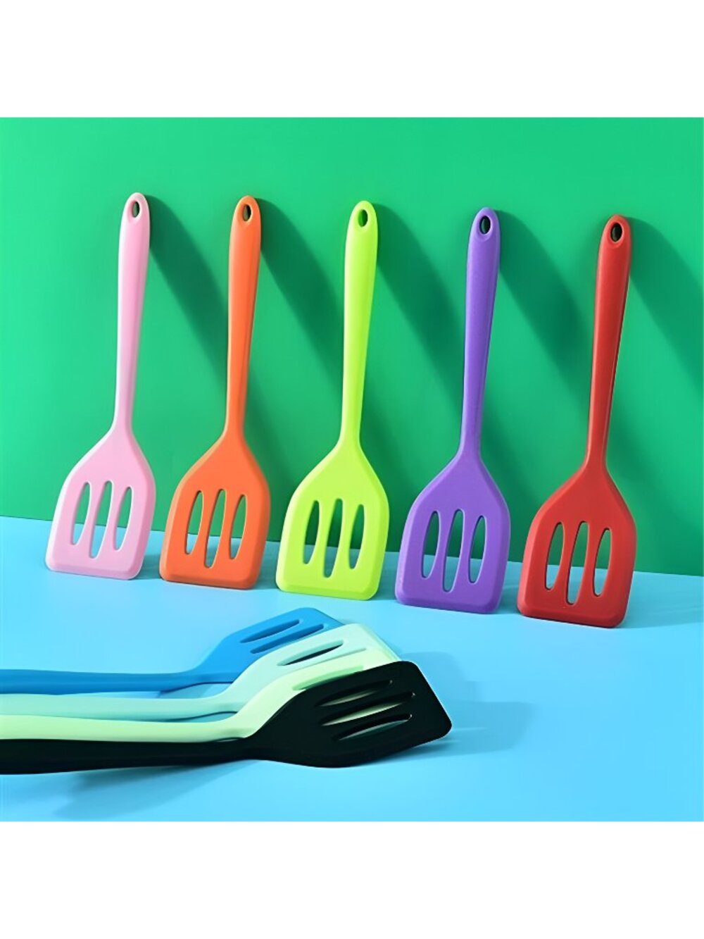 2Pack Small Silicone Turner High Heat Resistant Slotted Spatula